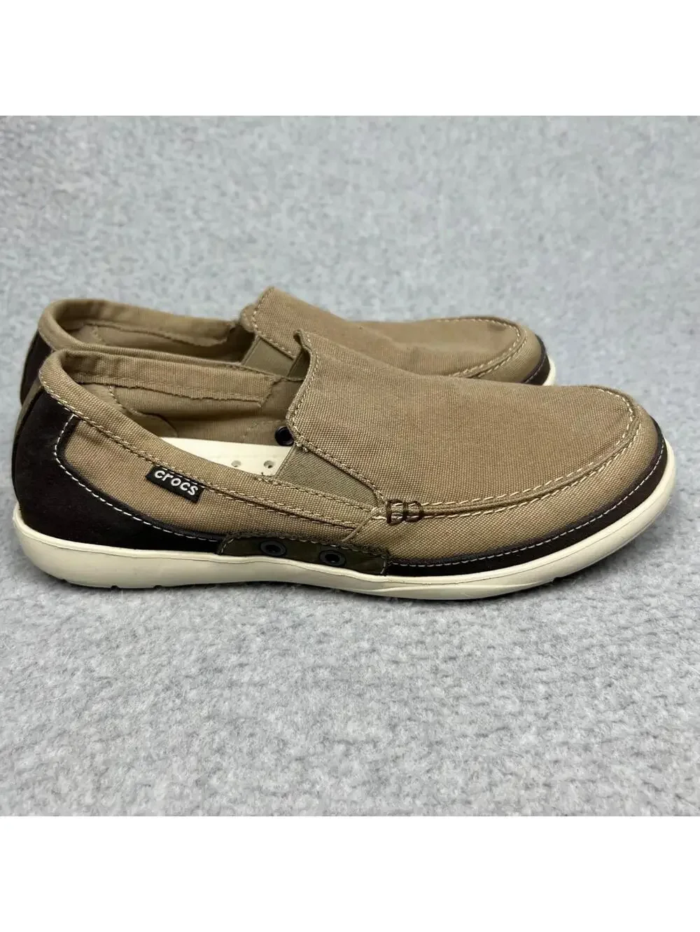 CROCS Canvas Slip On Boat Shoe Loafers Mens 7 /Wmn 9  LIghtweight Casual Beach